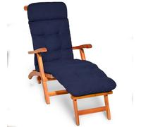 Beautissu Matelas confortable pour chaise longue Deckchair, 200 x 50 x 8 cm, bleu