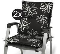 Beautissu Matelas Coussin pour Chaise Fauteuil de Jardin terrasse Flores 100x50x6cm - Set de 2 - Haut Dossier