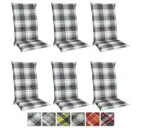 Beautissu Matelas Coussin pour Chaise Fauteuil de Jardin terrasse Sunny MK vert menthe à carreaux 120x50x6cm - Set de 6 - Haut Doss