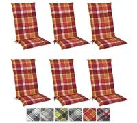 Beautissu Lot de 6 coussins pour dossier haut 120 x 50 cm Rembourrage rouge à carreaux