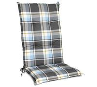 Beautissu Matelas Coussin pour Chaise Fauteuil Haut Dossier résistants | 120x50cm bleu 6cm épaisseur confortable jardin terrasse balcon carreaux extérieur galette Sunny BK