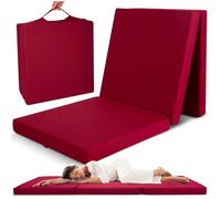 Beautissu Matelas d'appoint pliable Adulte Campix - 80x195cm Rouge foncé - Chauffeuse convertible - Lit futon pliant d'invité