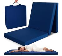 Beautissu Matelas Pliable 1 Personne Adulte Mousse chauffeuse futon Camping | 60x190cm bleu 1 place de sol pliant voyage lit d'appoint d'invité poignée transport Campix