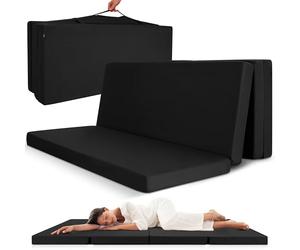 Beautissu Matelas Pliable 2 Personnes Adulte 120x195 cm - Mousse Chauffeuse 1 Place Matelas de Sol Camping Pliant Futon Voyage Lit d'Appoint Noir - Campix