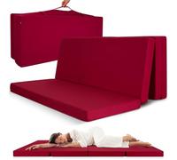 Beautissu Matelas Pliable 2 Personnes Adulte 120x195 cm - Mousse Chauffeuse 1 Place Matelas de Sol Camping Pliant Futon Voyage Lit d'Appoint Rouge - Campix