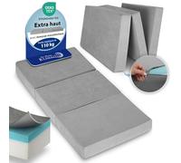Beautissu Matelas Pliable en Mousse Visqueuse avec Housse Lavable H3 Grand | 90x200cm gris épaisse 14cm degré fermeté H3 lit d'appoint pliant confort sommeil Extra invité Premium XL