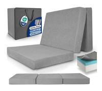 Beautissu Matelas Pliable Pliant lit d'appoint Mousse visqueuse avec Poche | 100x200cm gris extra épaisse housse lavable transport facile grand confort sommeil viscoélastique voyage invité Premium XL