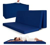 Beautissu Matelas pliant d'appoint - 120x195 cm Bleu - Campix - Pouf pliable - Confortable lit d'invité - Futon