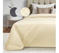 Beautissu Olivia - Grand Couvre Lit 220x240 cm Jeté de Lit Matelassé - Couverture Creme Jeté de Lit Respirant