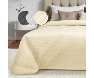 Beautissu Olivia - Grand Couvre Lit 220x240 cm Jeté de Lit Matelassé - Couverture Creme Jeté de Lit Respirant