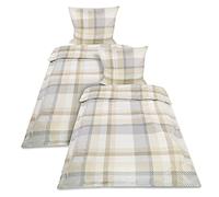Beautissu Parure de lit Flanelle Coton Ensemble literie Hiver Chaude Sets | 135x200cm beige 2 housse de couette 135x200 taie d'oreiller 80x80cm linge d'hiver Mira