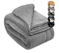 Beautissu Plaid canapé Sherpa Polaire Doux avec Aspect de Fourrure d'agneau | 150x200 gris clair couverture chaude pour l'hiver gros couvre-sofa d'appoint douillette Alina