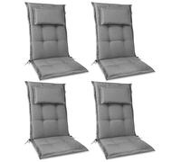 Beautissu Premium Coussin Chaise Dossier Haut Coussin Exterieur Jardin Fait | 120x52x7cm gris clair 4 matelas épais matériel robuste résistance UV Fait tissu HighLux HL