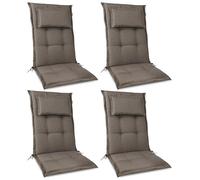Beautissu Premium Coussin Chaise Dossier Haut Coussin Exterieur Jardin Fait | 120x52x7cm taupe 4 matelas épais matériel robuste résistance UV Fait tissu HighLux HL
