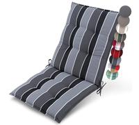 Beautissu Premium Coussin Chaise Jardin Dossier Bas 100x50 cm Sun-NL - 8 cm Épaisseur Tissu Robuste Antidérapant & Résistance aux UV - Coussin Fauteuil avec Sangles Fixation Anthracite Rayé