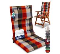 Beautissu Premium Coussin Chaise Jardin Dossier Haut Tissu Robuste Sangles | Set de 2 120x50cm orange beige 8cm épaisseur fauteuil avec sangles fixation Antidérapant Résistance appui-tête galette Sun-HL