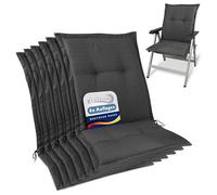 Lot de 6 coussins d'assise Beautissu Premium pour chaises de jardin à dossier bas, 105 x 50 x 7 cm, anthracite