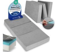 Beautissu Premium L Matelas Pliable 140x200 cm Gris - Matelas Pliant Extra Épaisse Degré Fermeté H3 & Housse Lavable