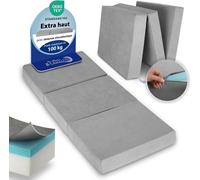 Beautissu Premium Matelas Pliable en Mousse 75x195 cm Gris Modèle L - Extra Épaisse 14cm H3 Housse Lavable Transport Facile