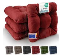 Beautissu Premium Set de 4 Galette Chaise Jardin extérieur Robuste Coussin | 35x35cm rouge 8cm épaisseur siège fauteuil terasse Résistant balcon assise HighLux SK