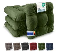 Beautissu Premium Set de 4 Galette Chaise Jardin extérieur Robuste Coussin | 35x35cm vert foncé 8cm épaisseur siège fauteuil terasse Résistant balcon assise HighLux SK