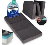 Beautissu Premium XL Matelas Pliable 90x200 cm Anthracite - Extra Épaisse 14cm Degré Fermeté H3 & Housse Lavable