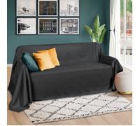 Beautissu Romantica Couverture 210x280cm Anthracite - Plaid - Couvre-lit ou sofa jeté de canapé effet velours