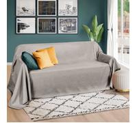 Beautissu Romantica Couverture 210x280cm Gris clair - Plaid - Couvre-lit ou sofa jeté de canapé effet velours