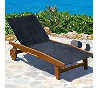 Beautissu Serviette pour Bain de Soleil XL Marbella Anthracite 70x200cm avec Capuche Anti-Glisse Extra Large pour la Plage