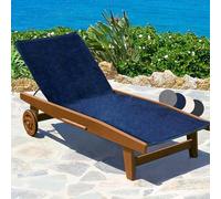 Beautissu Serviette de Plage XL Housse de lit chaises Longues Jardin Coton | 70x200cm bleu 100 % idéale de grande taille protège bronzage éponge Marbella