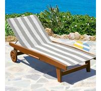 Beautissu Serviette pour transat 100% Coton avec Capuche antidérapante rayé | 75x200cm gris 15cm bain de soleil jardin piscine plage douce absorbante Housse drap Cassis