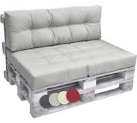 Beautissu Set 2 Coussin Lounge Palette Extérieur Gris Clair - 1x Coussin Assise 120x80 cm 1x Coussin Dossier 120x40 cm Elements