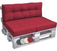 Beautissu Set 2 Coussin Lounge Palette Extérieur Rouge - 1x Coussin Assise 120x80 cm 1x Coussin Dossier 120x40 cm Elements