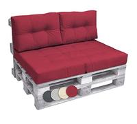 Beautissu Set 3 Coussin Lounge Palette Extérieur Rouge - 1x Coussin Assise 120x80 cm 2x Coussin Dossier 60x40 cm Elements
