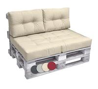 Beautissu Set Coussin Palette Eco Elements - Confortable 1x Coussin d'assise 120x80 cm & 2X Coussin Dossier 60x40 cm Lounge Extérieur & Intérieur pour Salon Jardin - Nature