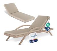 Beautissu Lot de 2 coussins pour transat imperméables QD-RL, 190 x 60 cm, beige