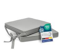 Beautissu Set de 2 Coussin de Chaise d'intérieur déhoussable Lavable Assise | 45x40cm gris clair avec bandes de fixation d' exterieur jardin Galette rembourrage Loft SK