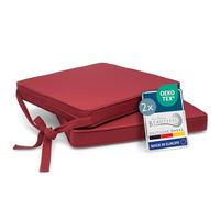 Beautissu Set de 2 Coussin de Chaise d'intérieur déhoussable Lavable Assise | 45x40cm rouge avec bandes de fixation d' exterieur jardin Galette rembourrage Loft SK