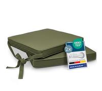 Beautissu Set de 2 Coussin de Chaise d'intérieur déhoussable Lavable Assise | 45x40cm vert olive avec bandes de fixation d' exterieur jardin Galette rembourrage Loft SK