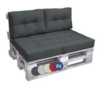 Beautissu Set de 2 Coussin Dossier Palette Euro 60x40 cm ECO Elements - Confortable Coussin Lounge Extérieur & Intérieur pour Jardin Canape Banquette - Gris Graphite
