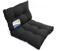 Beautissu Set de 2 Coussin Fauteuil Jardin Assise 50x50 cm & Dossier 50x40 cm - Anthracite - Flair