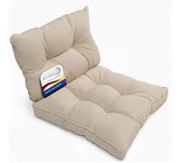 Beautissu Set de 2 Coussin Fauteuil Jardin Assise 50x50 cm & Dossier 50x40 cm - Nature - Flair