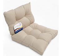 Beautissu Set de 2 Coussin Fauteuil Jardin Assise 50x50 cm & Dossier 50x40 cm - Résistant à l’Eau, Anti-Salissures & Lavable - Coussin Salon de Jardin Exterieur Déperlant Rattan Canapé Banc - Nature