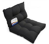 Beautissu Set de 2 Coussin Fauteuil Jardin Assise 50x50 cm & Dossier 50x40 cm - Résistant à l’Eau, Anti-Salissures & Lavable - Coussin Salon de Jardin Exterieur Déperlant Rattan Canapé - Anthracite