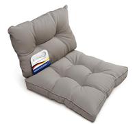 Beautissu Set de 2 Coussin Fauteuil Jardin Assise 60x60 cm & Dossier 60x40 cm - Résistant à l’Eau, Anti-Salissures & Lavable - Coussin Salon de Jardin Exterieur Déperlant Rattan Canapé - Gris Clair