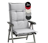 Beautissu Set de 2 Coussin Fauteuil Jardin Haut Dossier 120x50 cm Base HL - Antidérapant & Résistant Lumière UV 5 - Confortable Matelas Coussin Assise Chaise Exterieur Jardin Terrasse - Gris Clair