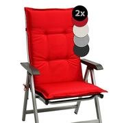 Beautissu Set de 2 Coussin Fauteuil Jardin Haut Dossier 120x50 cm Base HL - Antidérapant & Résistant Lumière UV 5 - Confortable Matelas Coussin Assise Chaise Exterieur Jardin Terrasse Balcon - Rouge