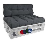 Beautissu Set de 2 Coussin Palette Lounge Extérieur Intérieur pour Salon | d'assise 120x80cm et dossier canapé 120x40cm Gris Graphite Outdoor Jardin assise europalette euro banquette Style