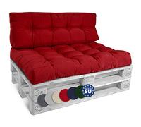 Beautissu Set de 2 Coussin Palette Style - 1x Coussin d'assise 120x80 cm & 1x Coussin Dossier canapé 120x40 cm Coussin Lounge Extérieur & Intérieur pour Salon Lounge Jardin Outdoor - Rouge