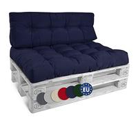 Beautissu Set de 2 Coussin Palette Style - 1x Coussin d'assise 120x80 cm & 1x Coussin Dossier canapé 120x40 cm Coussin Lounge Extérieur & Intérieur pour Salon Lounge Jardin Outdoor - Bleu foncé